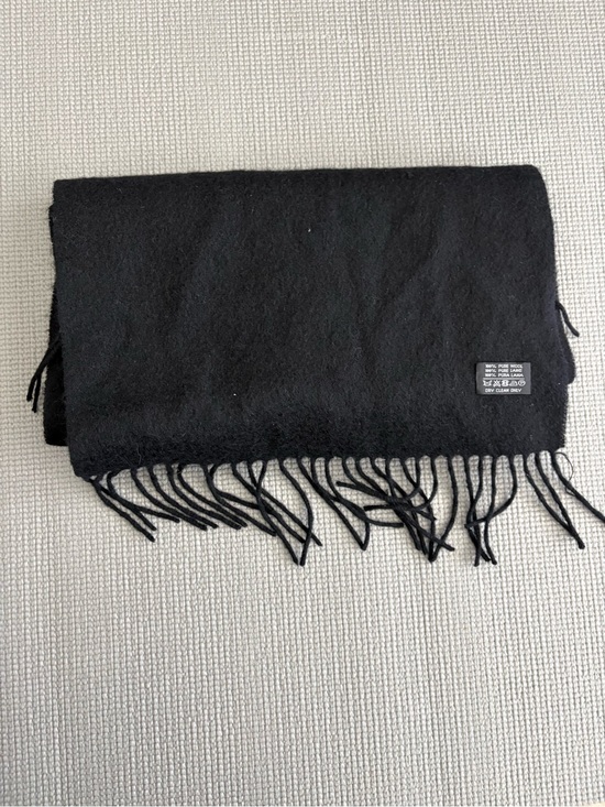 Yves Saint Laurent Accessories - Yves Saint Laurent YSL Black 100% Lambswool Fringe Scarf Logo Embroidered